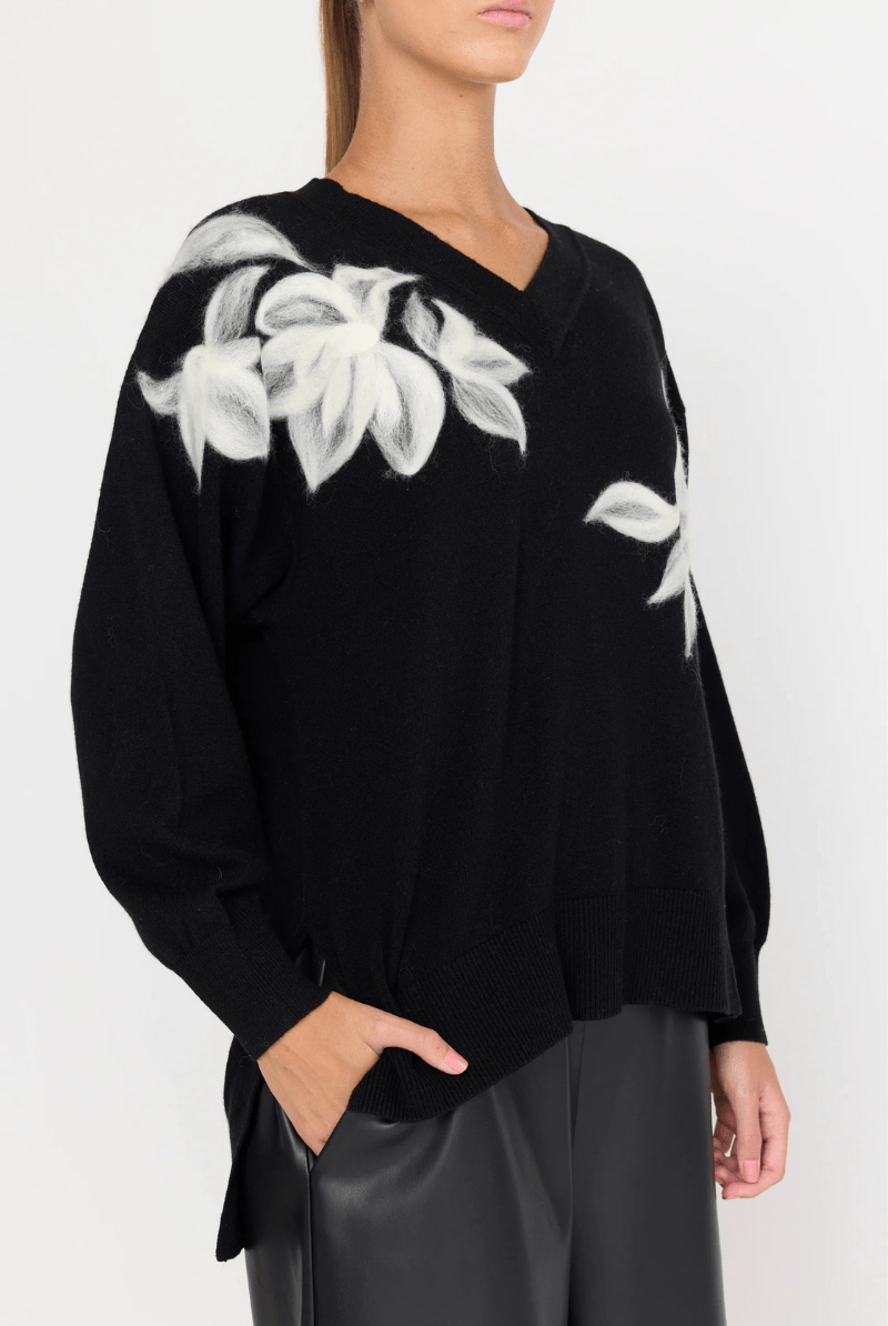 Sweater - Christy Lynn - Vivienne Sweater in Moonshadow Noir - Archery Close