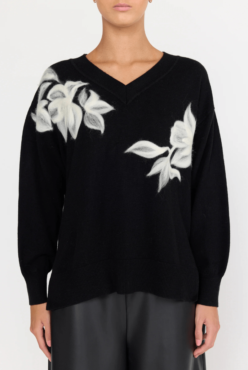 Sweater - Christy Lynn - Vivienne Sweater in Moonshadow Noir - Archery Close