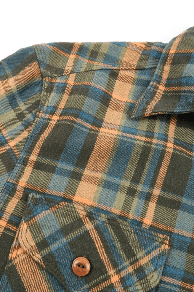 Shirts & Tops - Freenote Cloth - Wells Evergreen Plaid Shirt - Archery Close