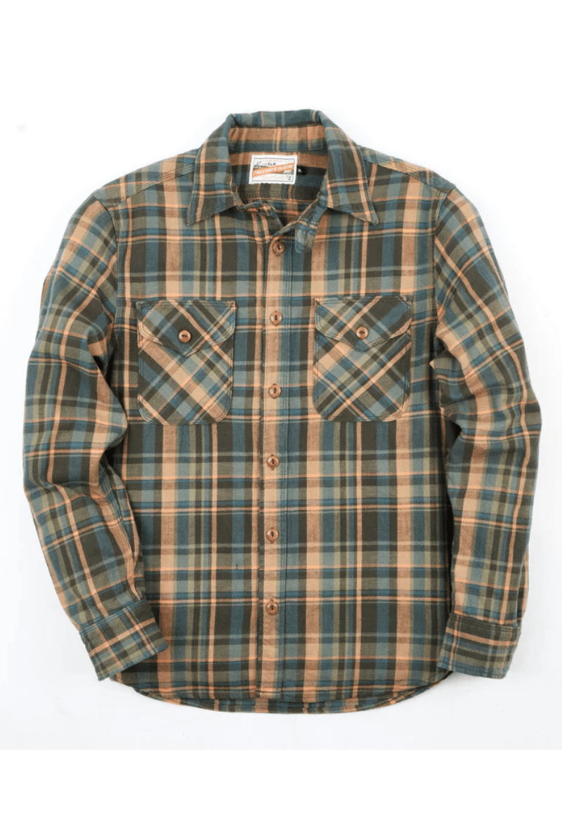 Shirts & Tops - Freenote Cloth - Wells Evergreen Plaid Shirt - Archery Close
