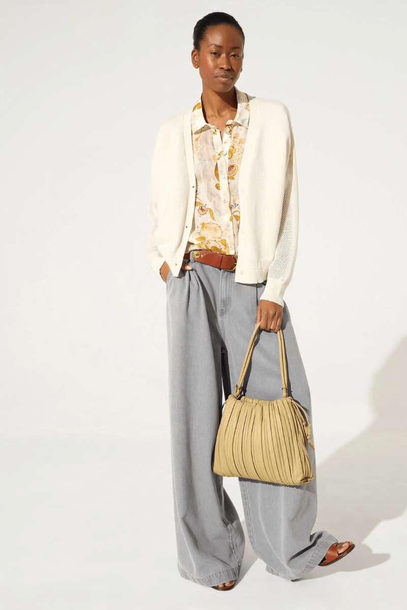 Sweater - Cotelac - White Cotton/Cashmere Cardigan - Archery Close