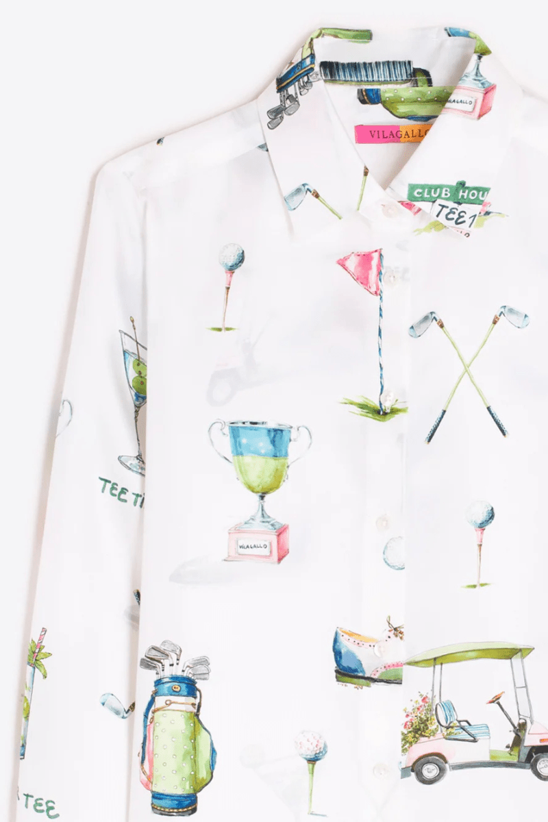 Shirts & Tops - Vilagallo - White Shirt with Golf Print - Archery Close
