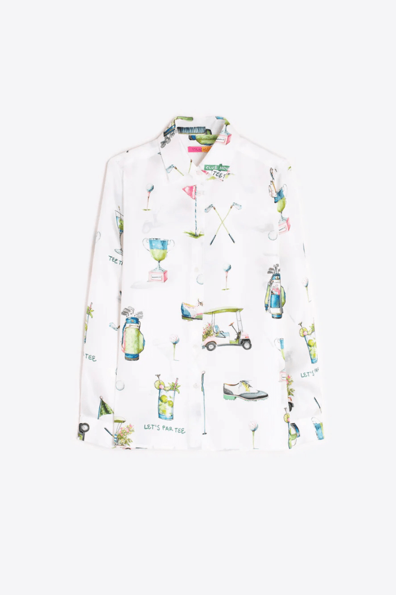 Shirts & Tops - Vilagallo - White Shirt with Golf Print - Archery Close