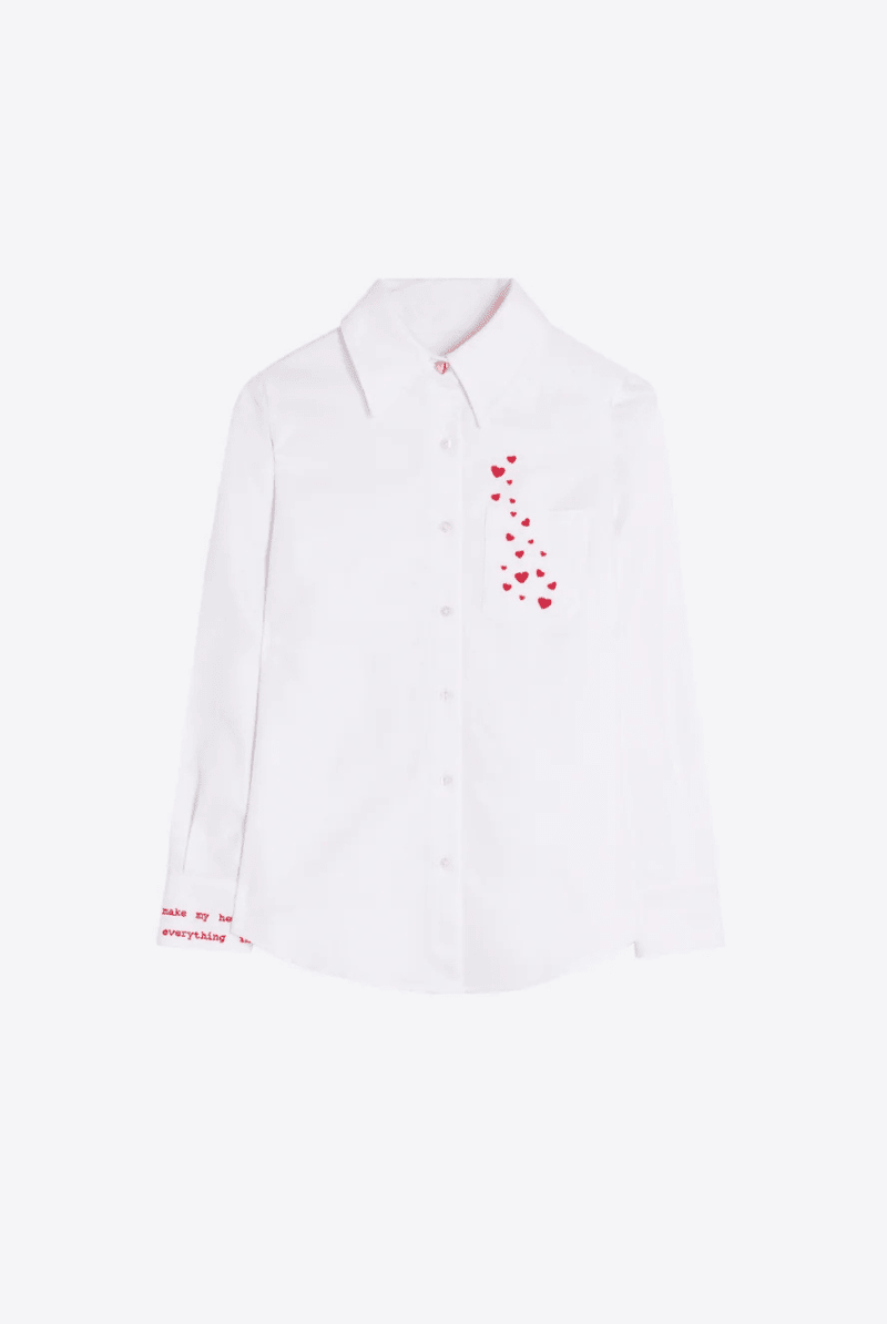 Shirts & Tops - Vilagallo - White Shirt with Heart Embroidery - Archery Close