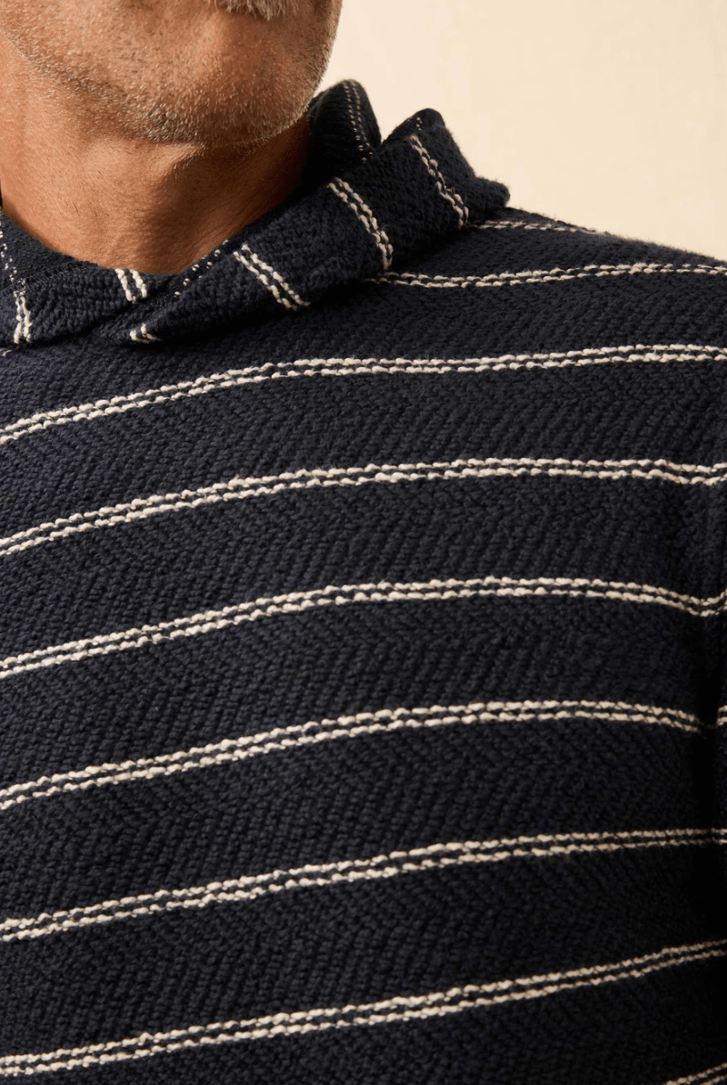 Sweatshirts - Faherty Brand - Whitewater Hoodie in Navy Point Stripe - Archery Close