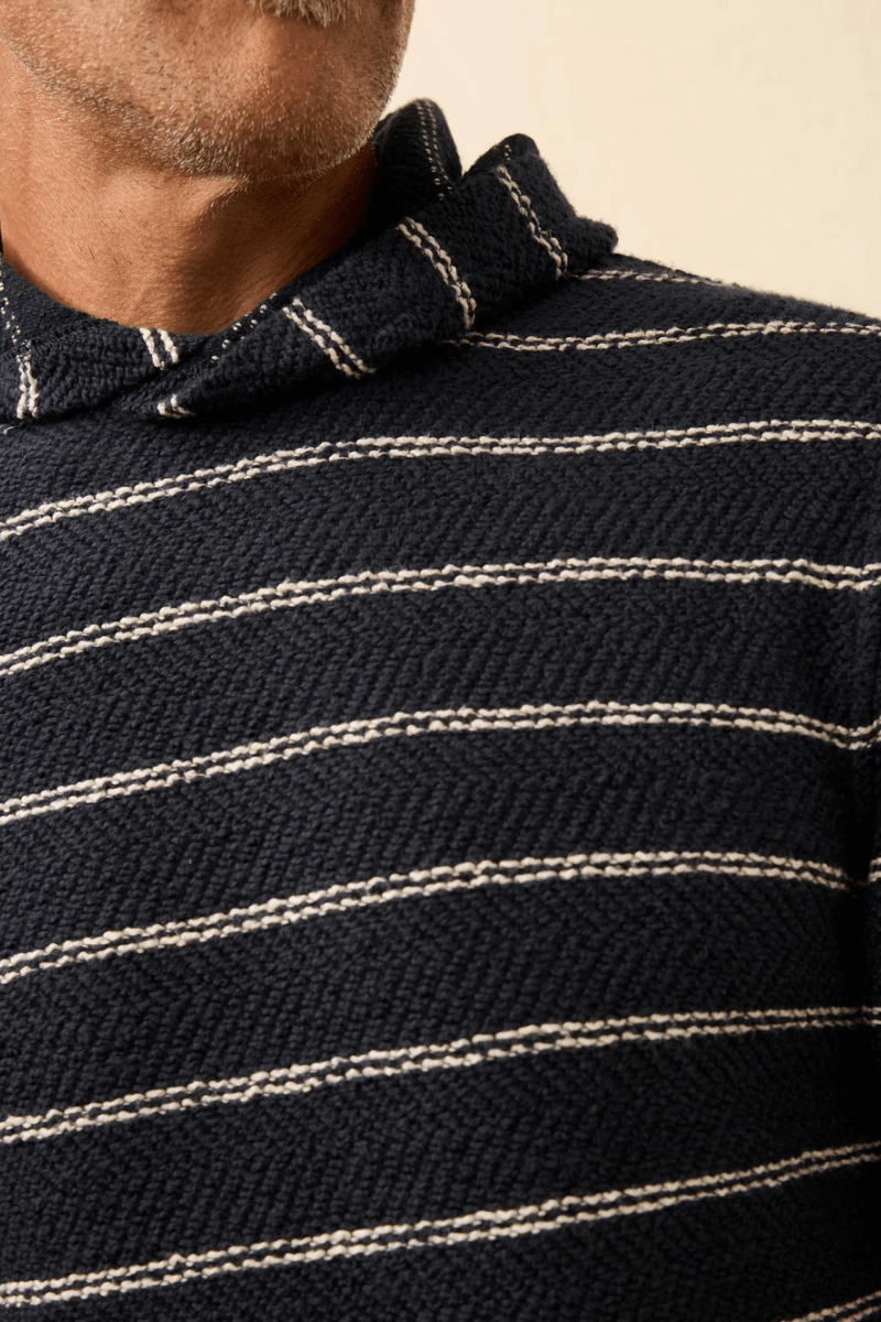 Sweatshirts - Faherty Brand - Whitewater Hoodie in Navy Point Stripe - Archery Close