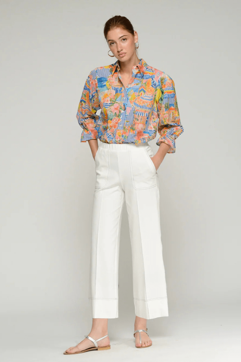 Pants - Vilagallo - Wide - Legged White Trousers - Archery Close