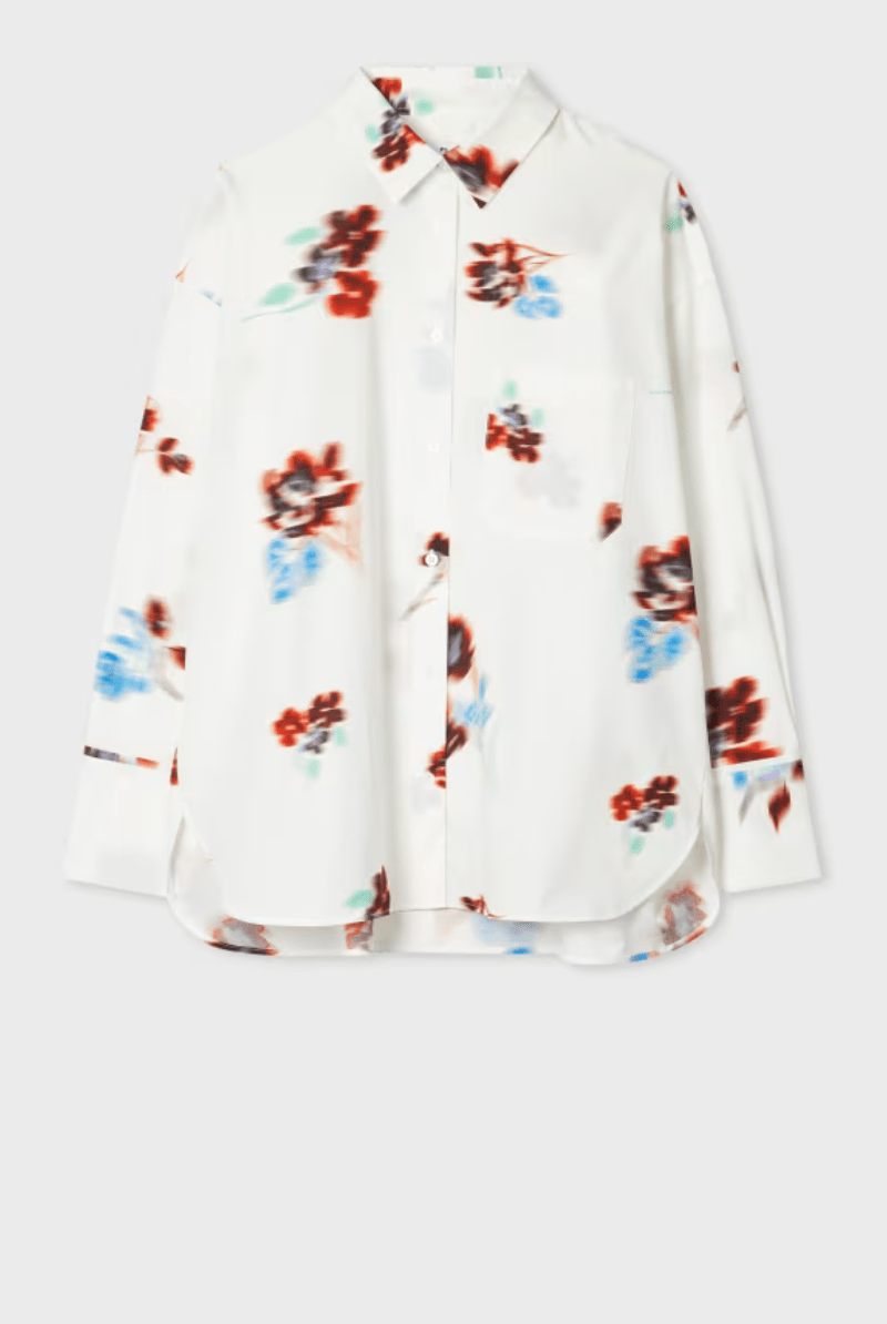 Shirts & Tops - Paul Smith - Women' White 'Hazy Floral' Cotton Shirt - Archery Close