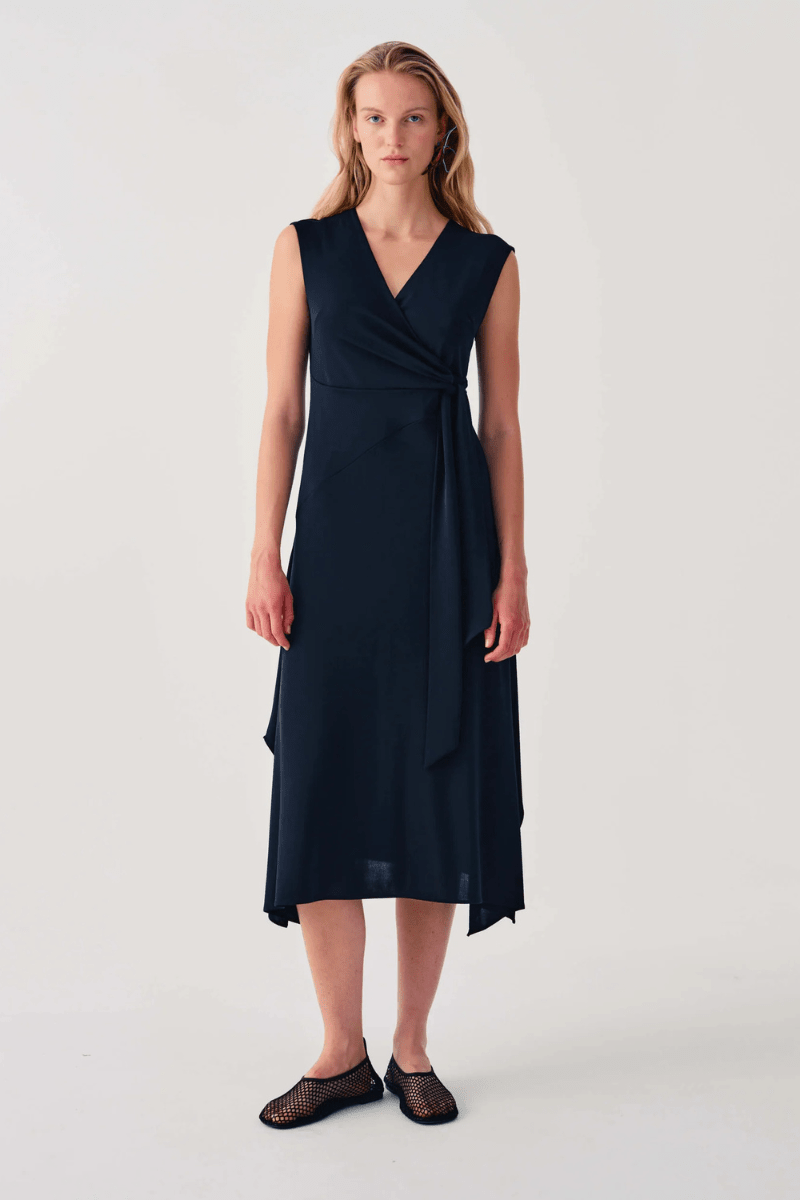 Dresses - Beatrice B - Wrap Dress in Dark Blue - Archery Close