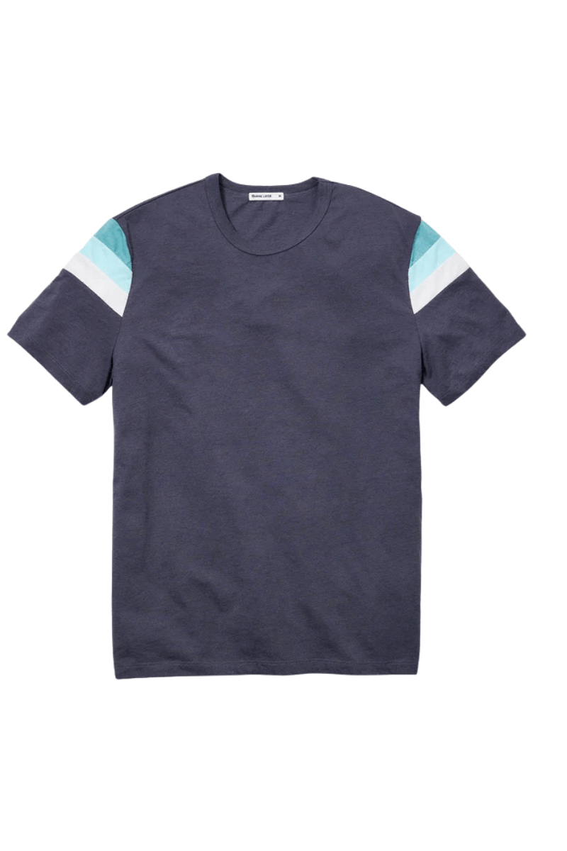 Banks Tee in Asphalt - Marine Layer - Archery Close