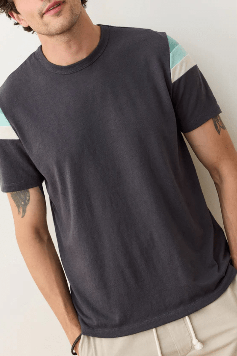 Banks Tee in Asphalt - Marine Layer - Archery Close