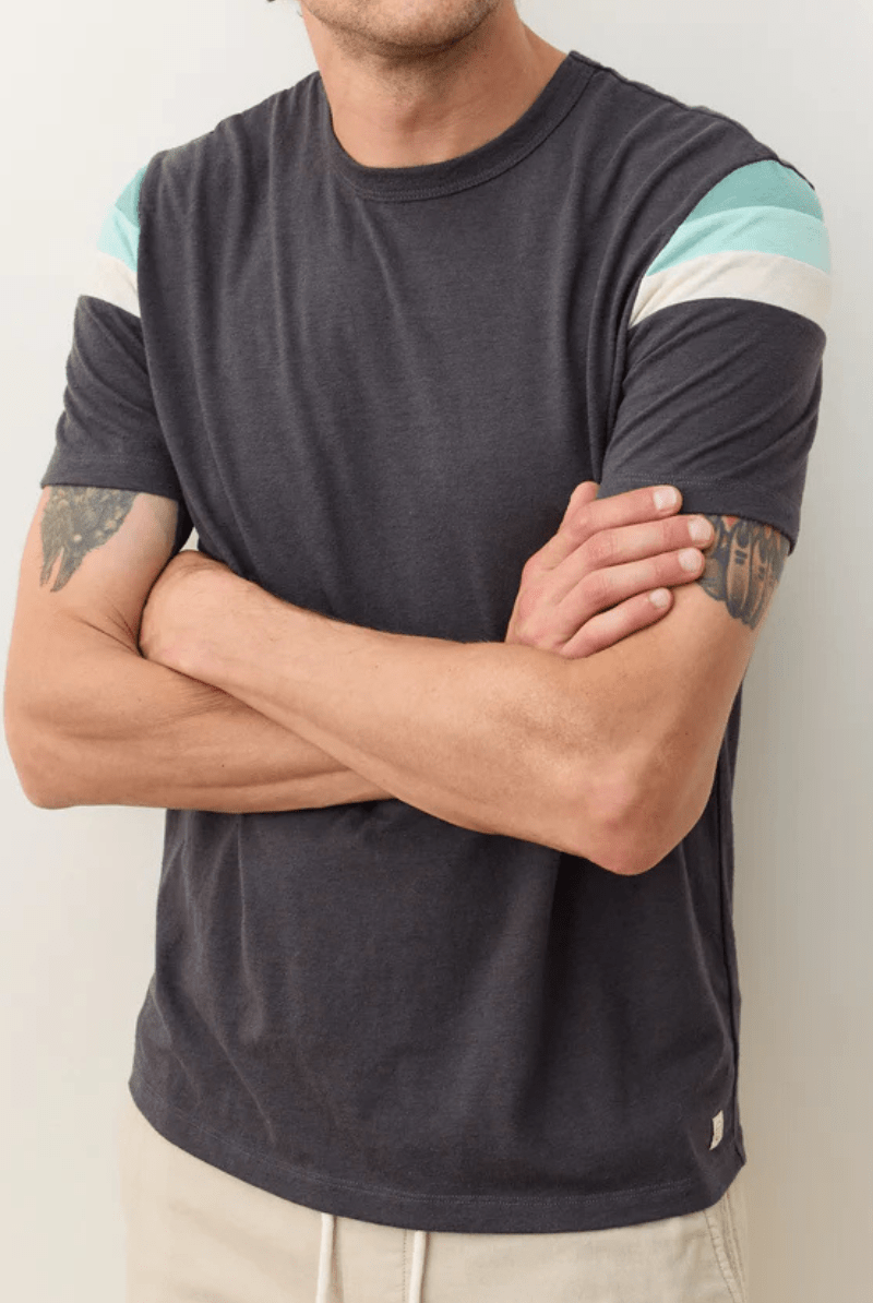 Banks Tee in Asphalt - Marine Layer - Archery Close