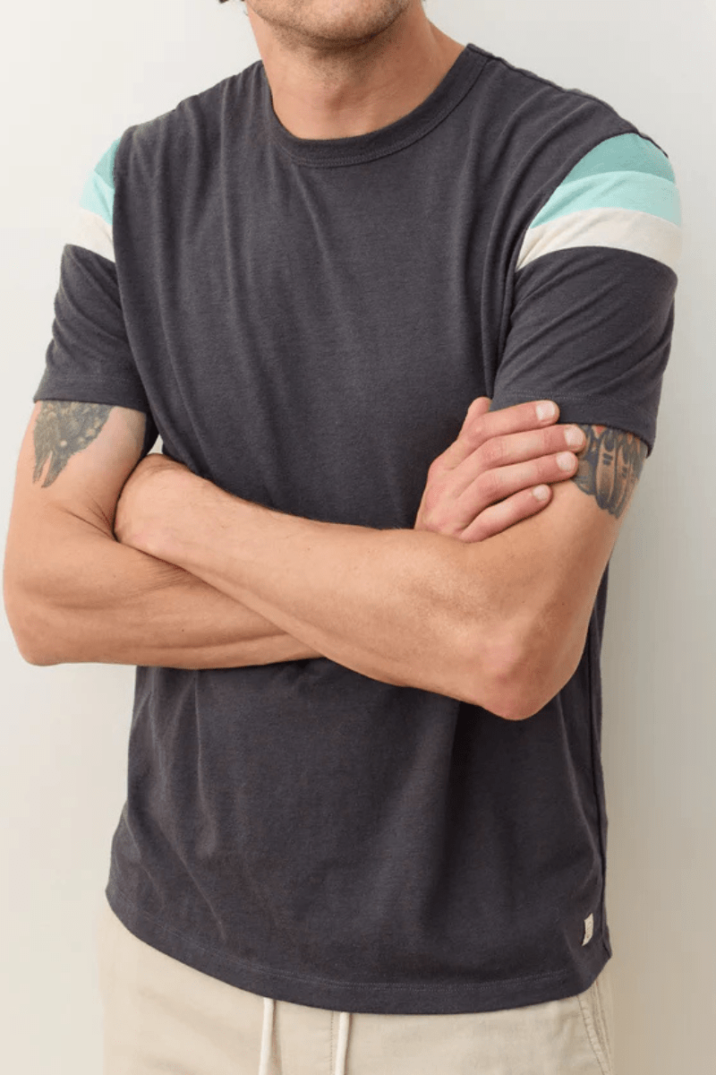 Banks Tee in Asphalt - Marine Layer - Archery Close