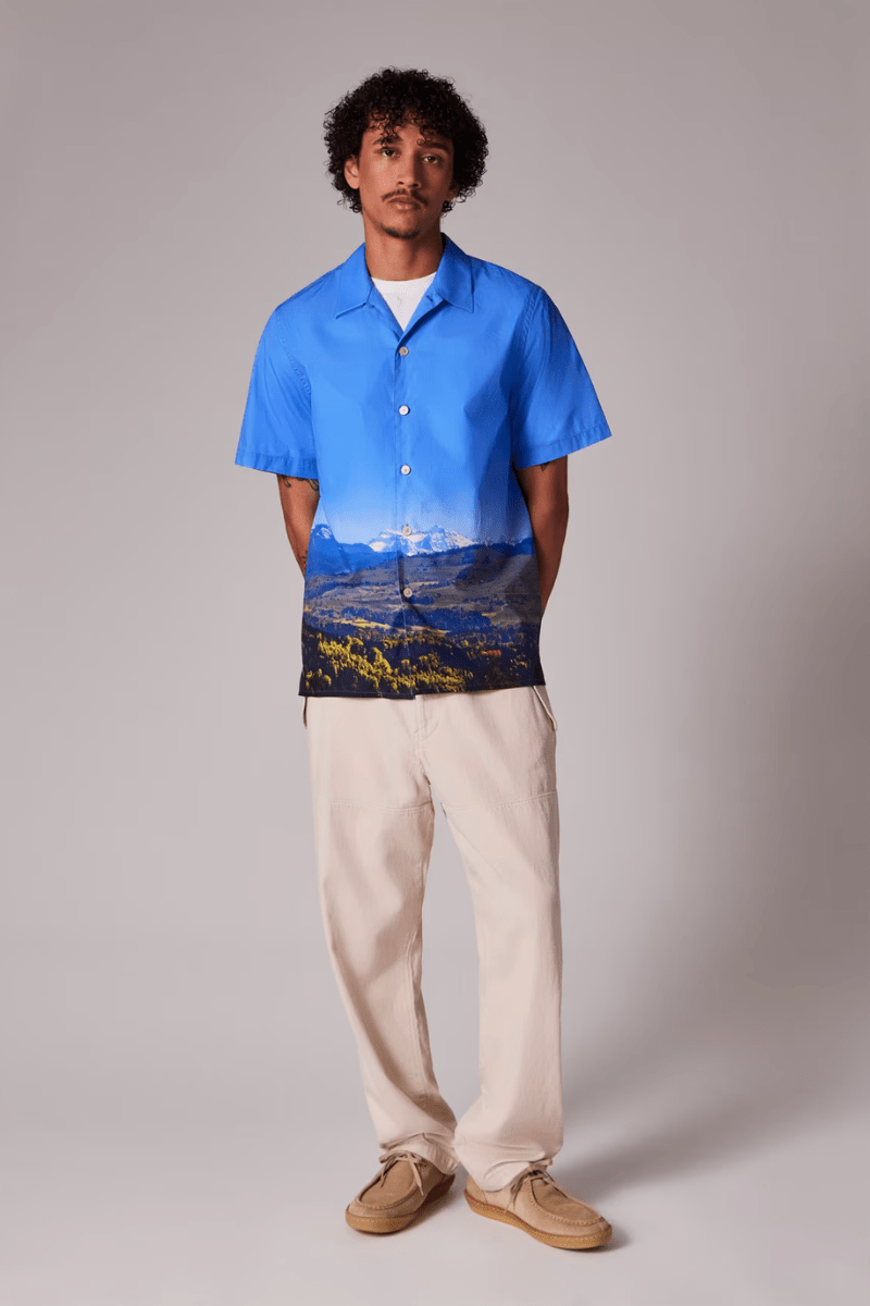 Blue Swiss Alps Print Short - Sleeve Shirt - Paul Smith - Archery Close