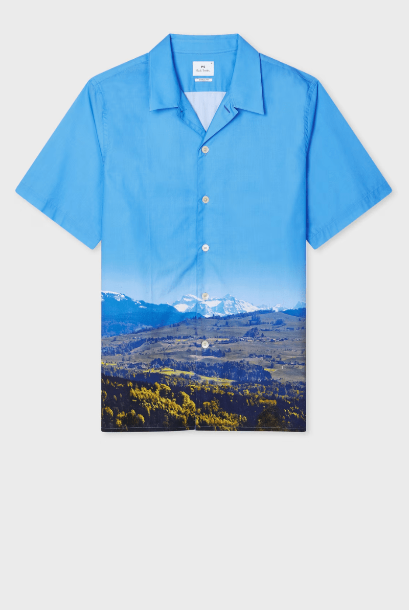 Blue Swiss Alps Print Short - Sleeve Shirt - Paul Smith - Archery Close