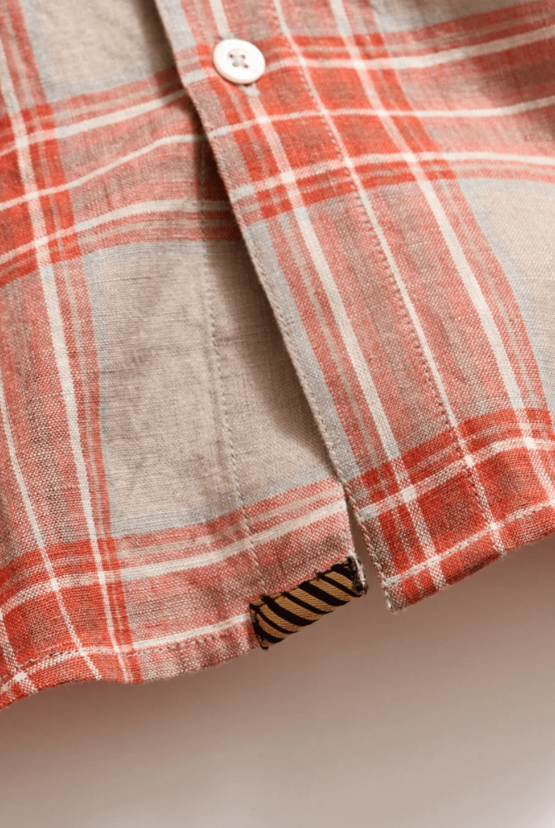 Bold Plain Linen Wilson Shirt in Brick - Billy Reid - Archery Close