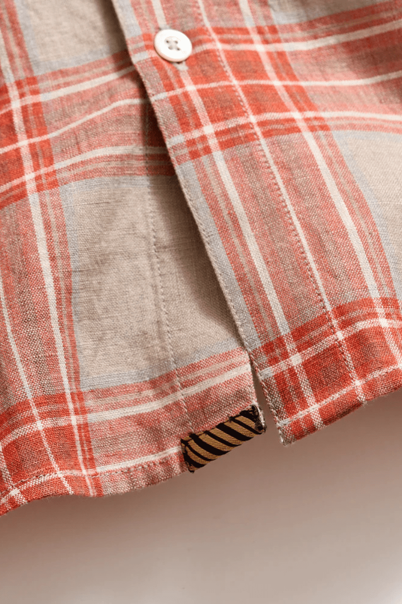 Bold Plain Linen Wilson Shirt in Brick - Billy Reid - Archery Close