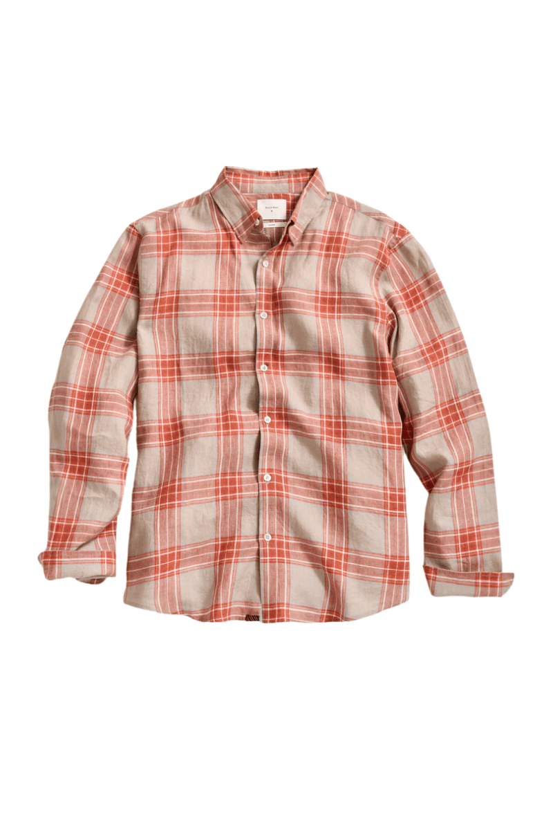 Bold Plain Linen Wilson Shirt in Brick - Billy Reid - Archery Close