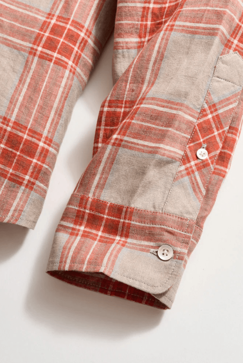 Bold Plain Linen Wilson Shirt in Brick - Billy Reid - Archery Close