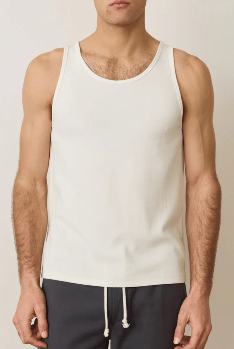 Carter Rib Tank in White - Marine Layer - Archery Close