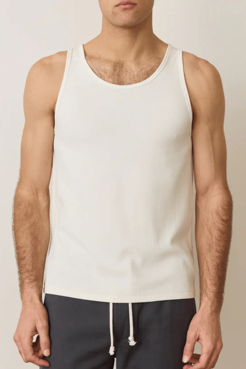Carter Rib Tank in White - Marine Layer - Archery Close