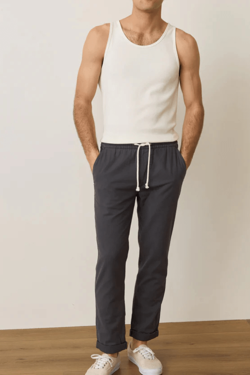 Carter Rib Tank in White - Marine Layer - Archery Close