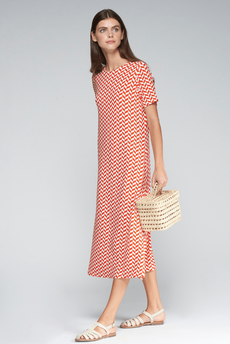 Clara Dress in Red Geometric - Vilagallo - Archery Close