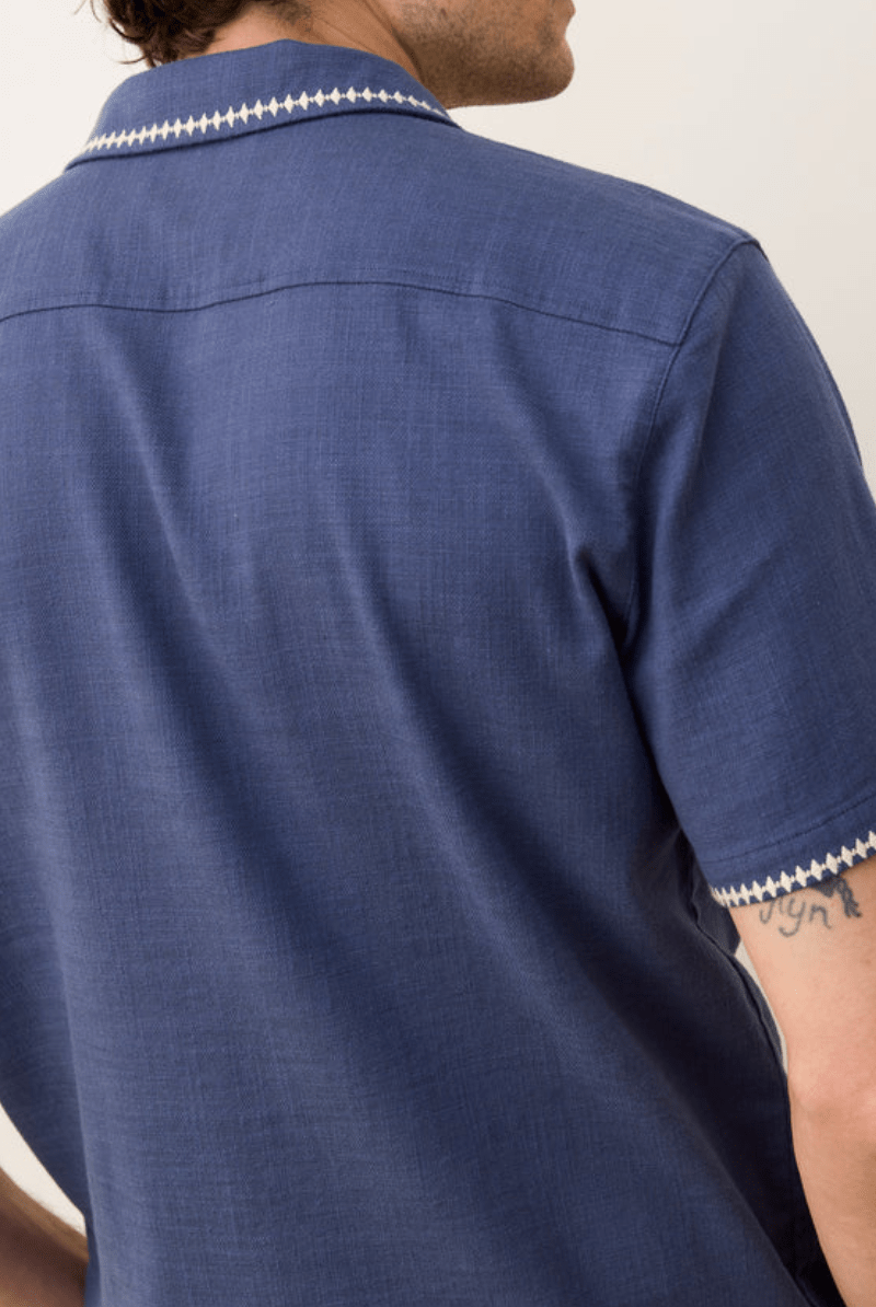 Embroidered Resort Shirt in Vintage Indigo - Marine Layer - Archery Close