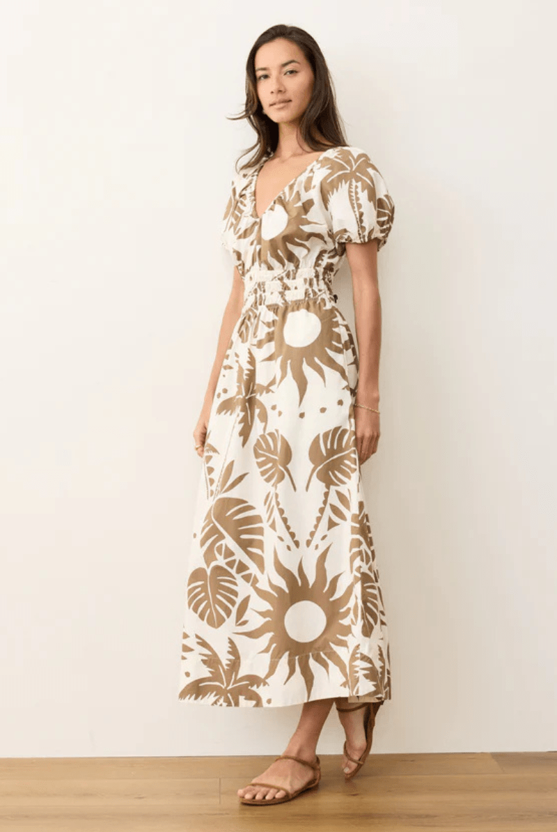 Emery Poplin Midi Dress in Dusk Desert - Marine Layer - Archery Close