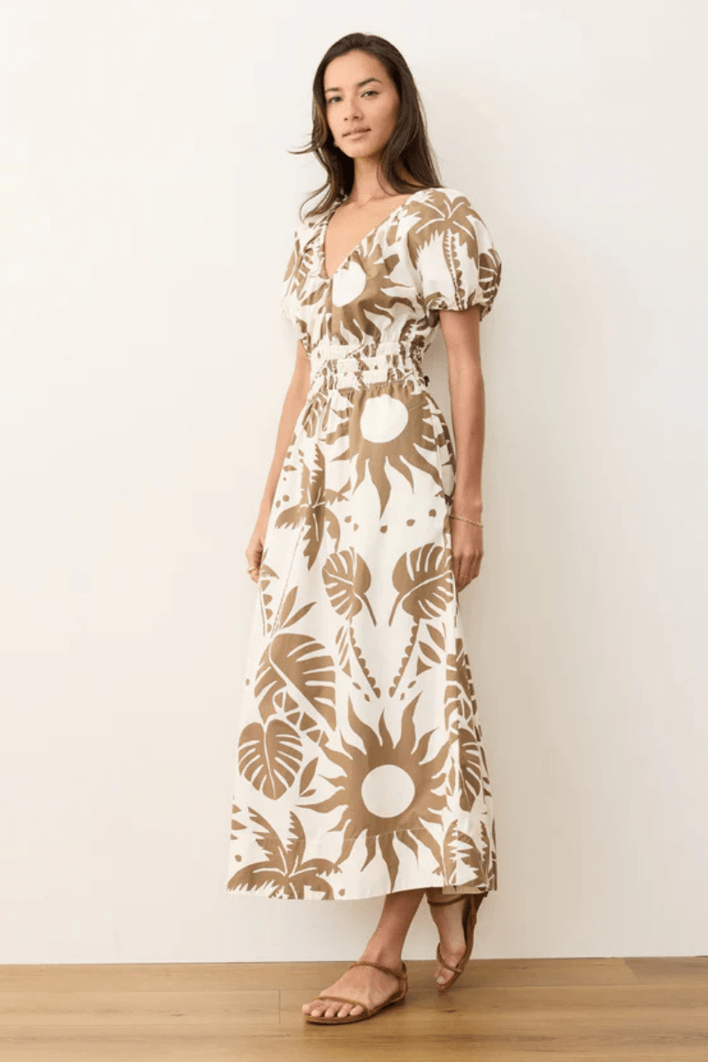 Emery Poplin Midi Dress in Dusk Desert - Marine Layer - Archery Close