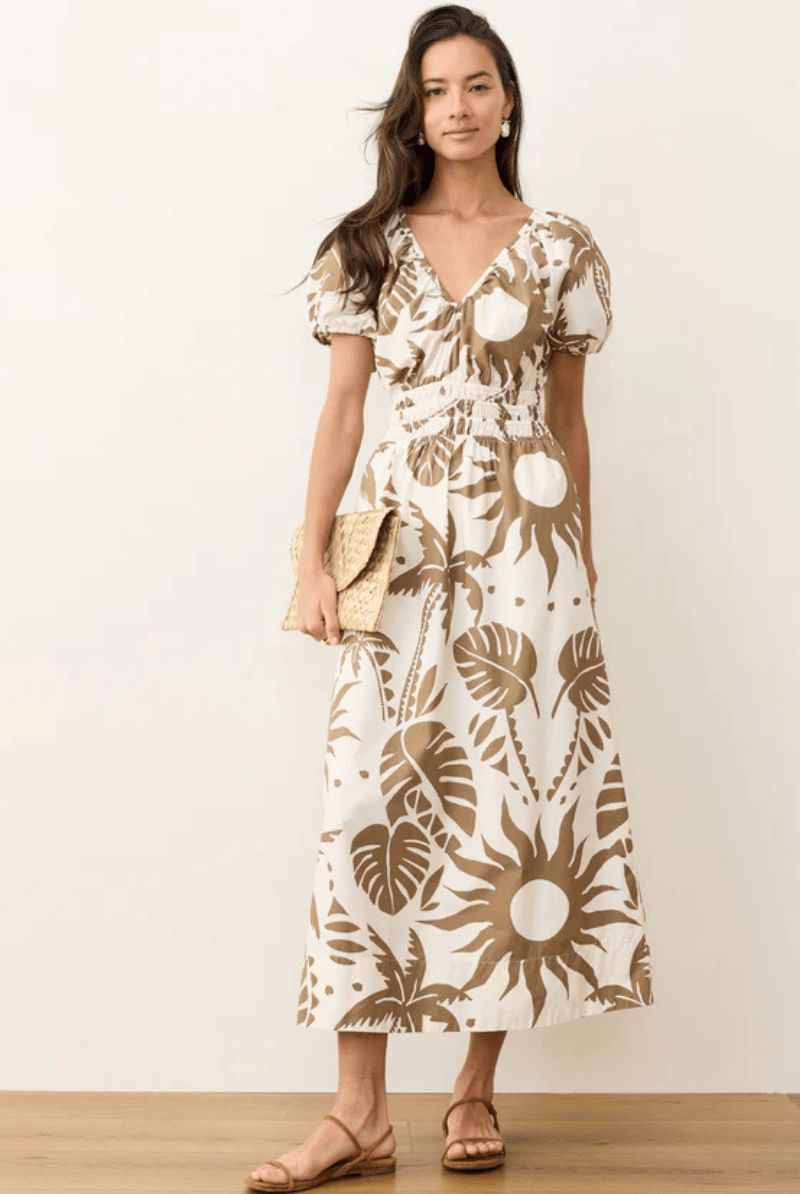 Emery Poplin Midi Dress in Dusk Desert - Marine Layer - Archery Close