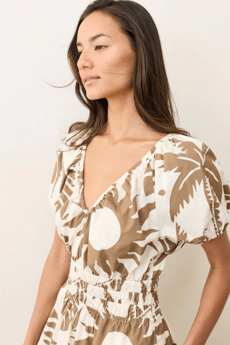 Emery Poplin Midi Dress in Dusk Desert - Marine Layer - Archery Close