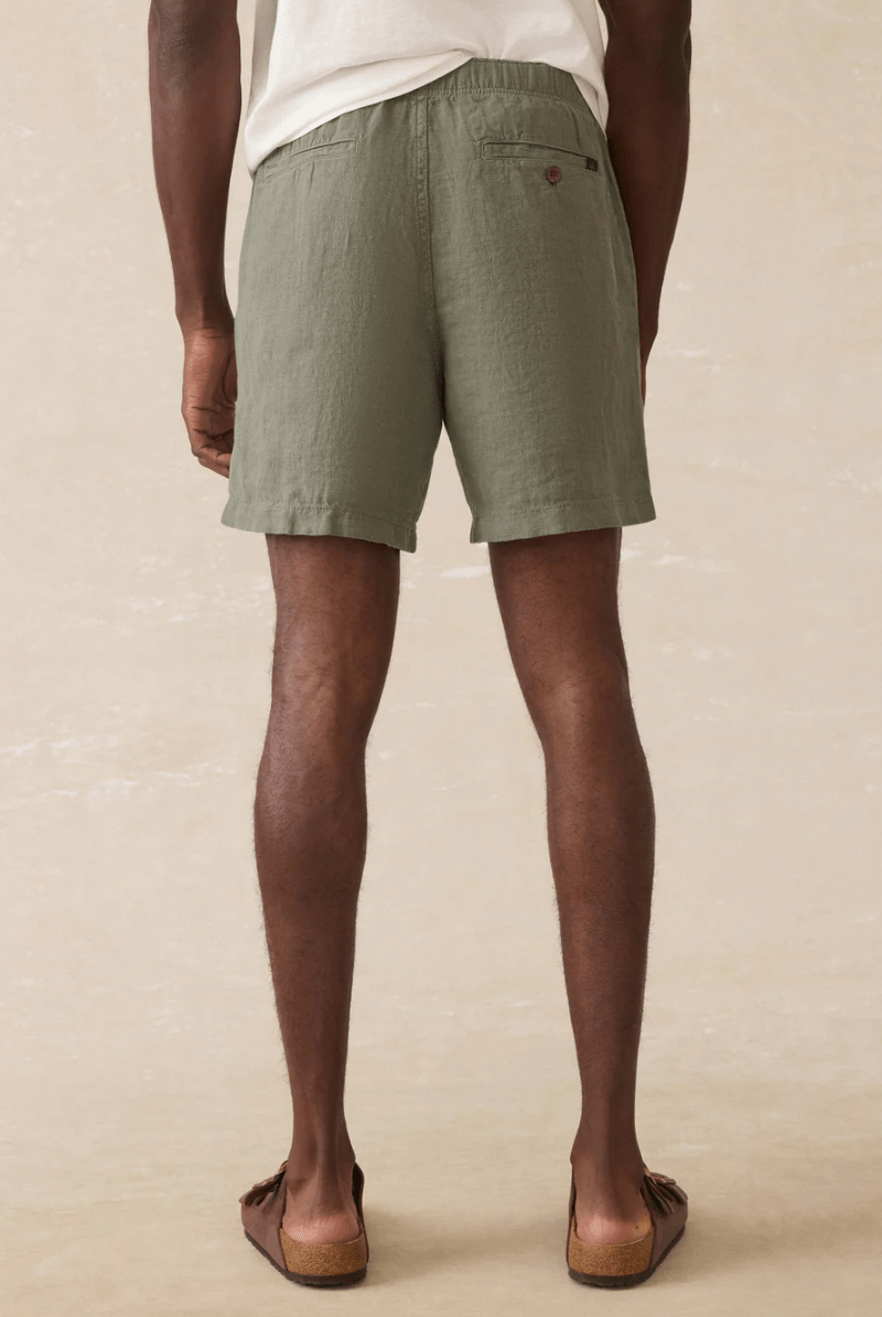 Essential Linen Short (6.5" Inseam) - Spruce - Faherty Brand - Archery Close