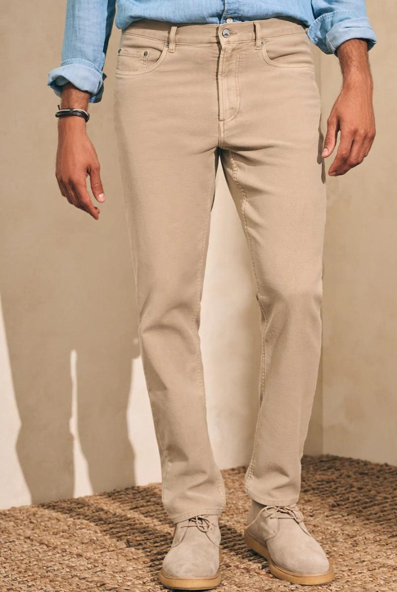 Faherty Brand Stretch Terry 5 Pocket - Desert Khaki - Archery Close Men's