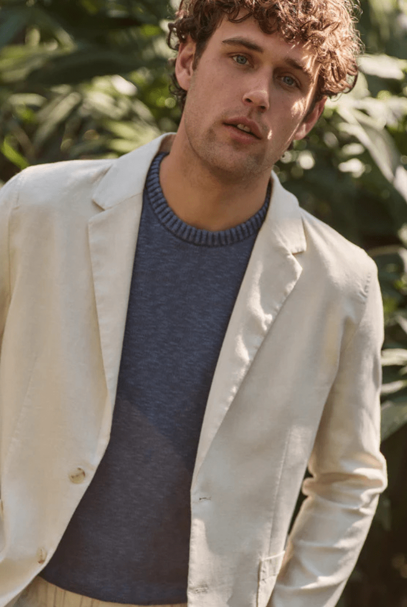 Hemp Blazer in Natural - Marine Layer - Archery Close