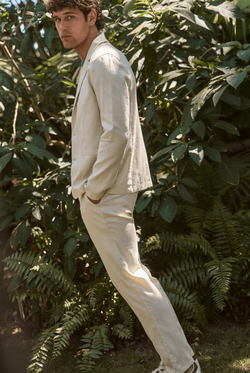 Hemp Blazer in Natural - Marine Layer - Archery Close