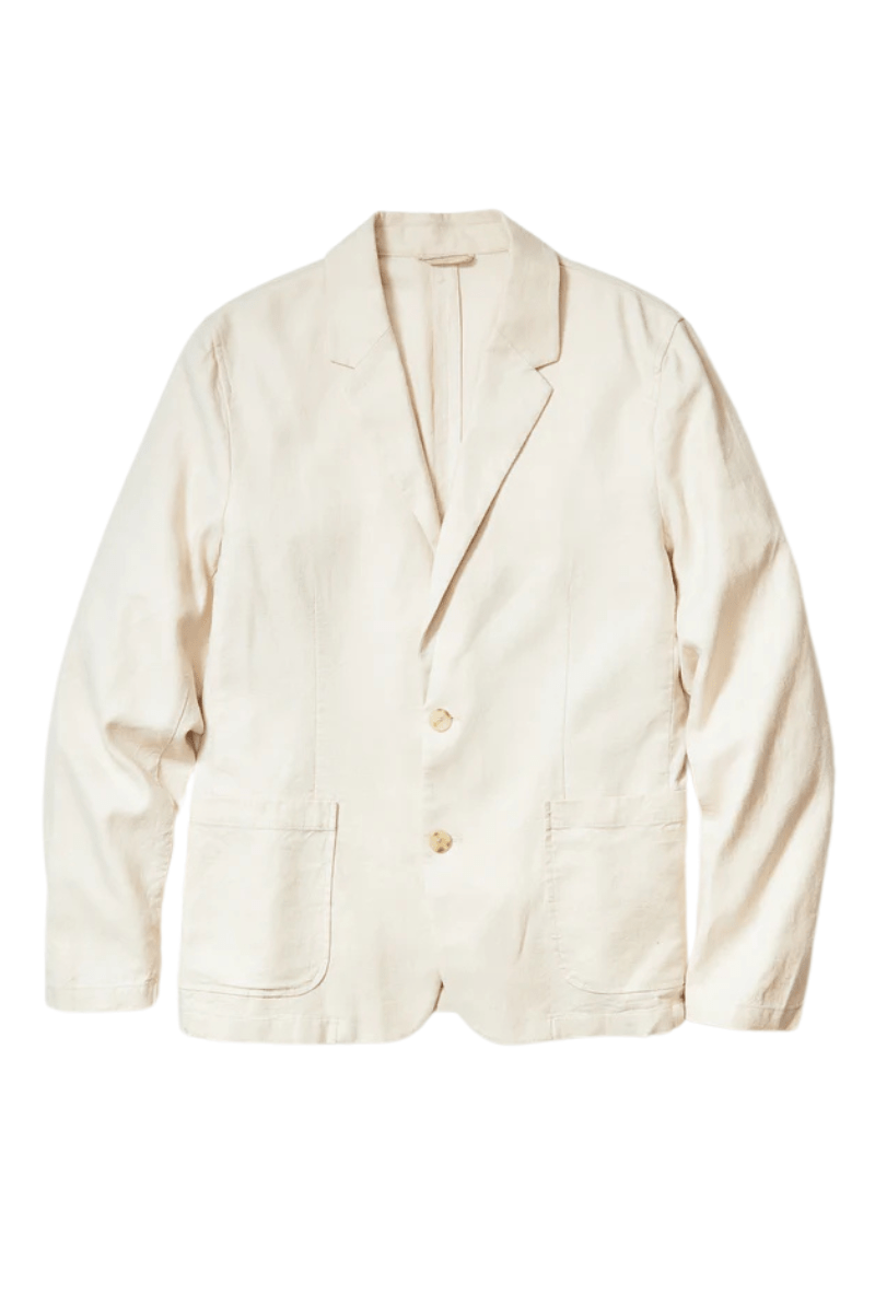 Hemp Blazer in Natural - Marine Layer - Archery Close