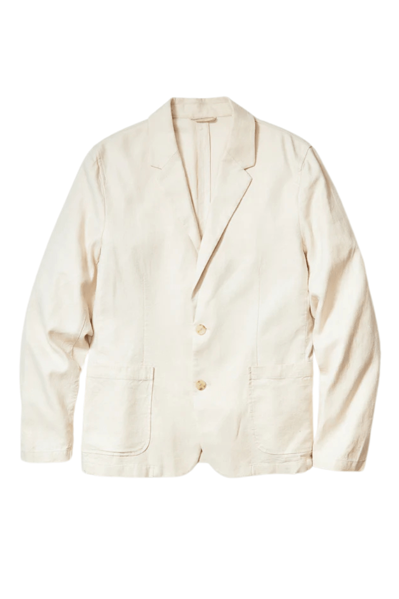 Hemp Blazer in Natural - Marine Layer - Archery Close