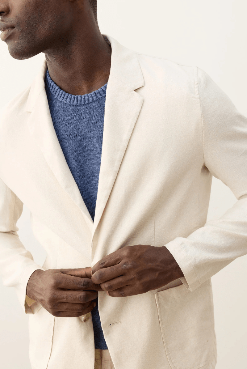 Hemp Blazer in Natural - Marine Layer - Archery Close