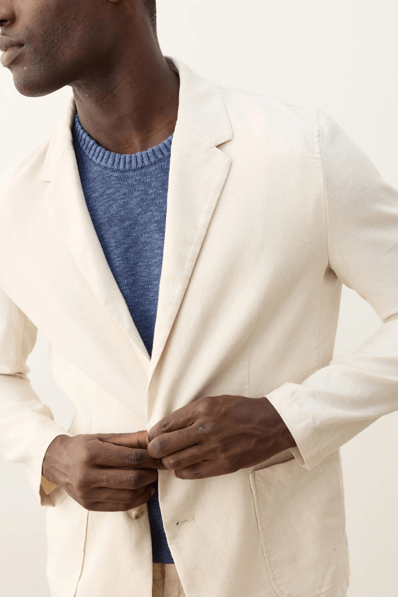 Hemp Blazer in Natural - Marine Layer - Archery Close