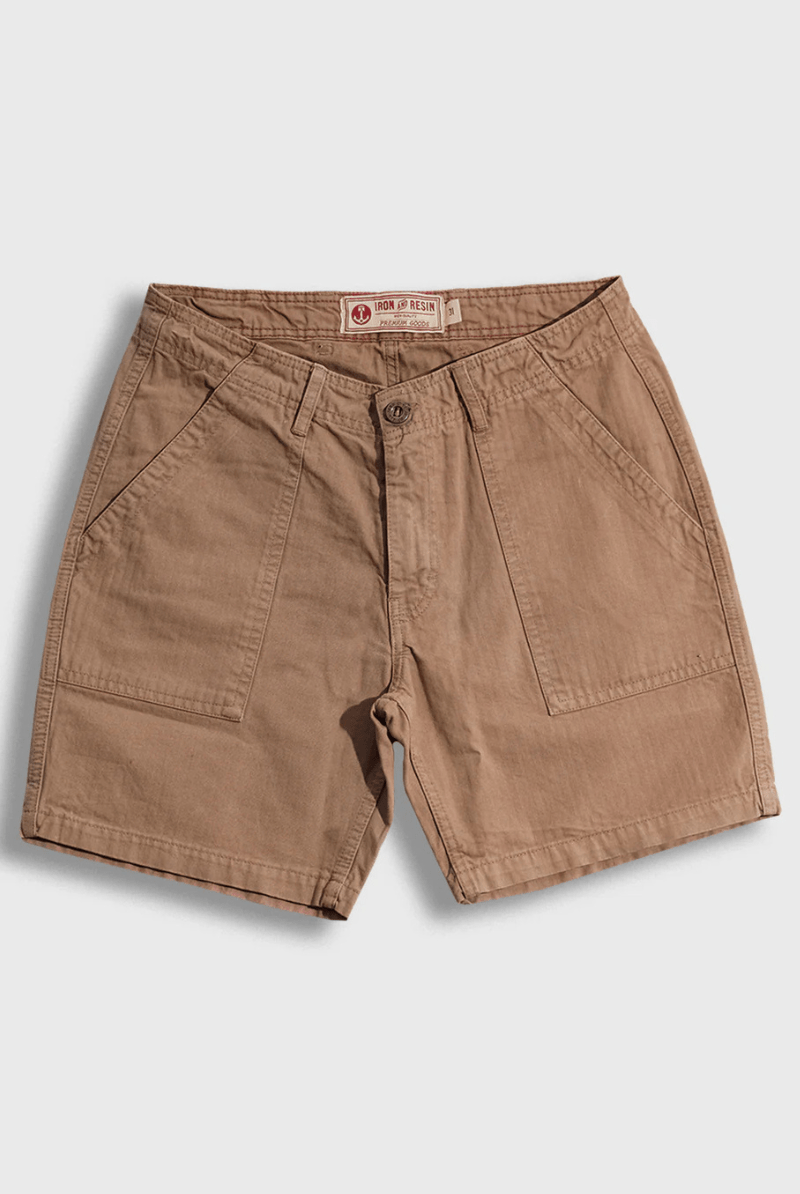 Herringbone Brigade Short in Khaki - Iron and Resin - Archery Close