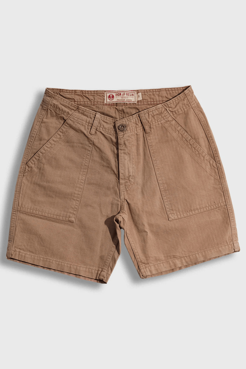 Herringbone Brigade Short in Khaki - Iron and Resin - Archery Close