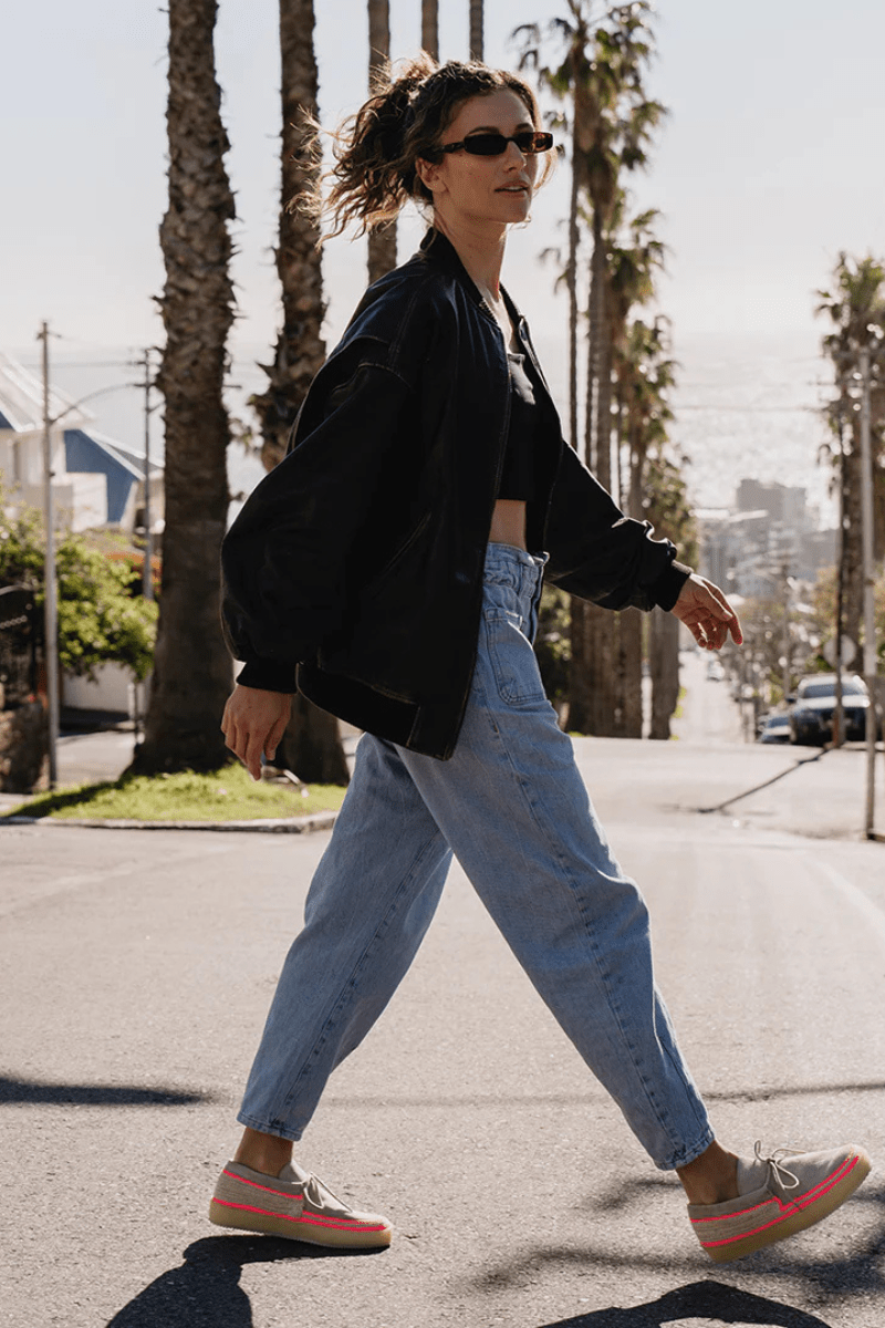 Komo Crochet Moccasin Fossil Neon Pink - Laidback London - Archery Close