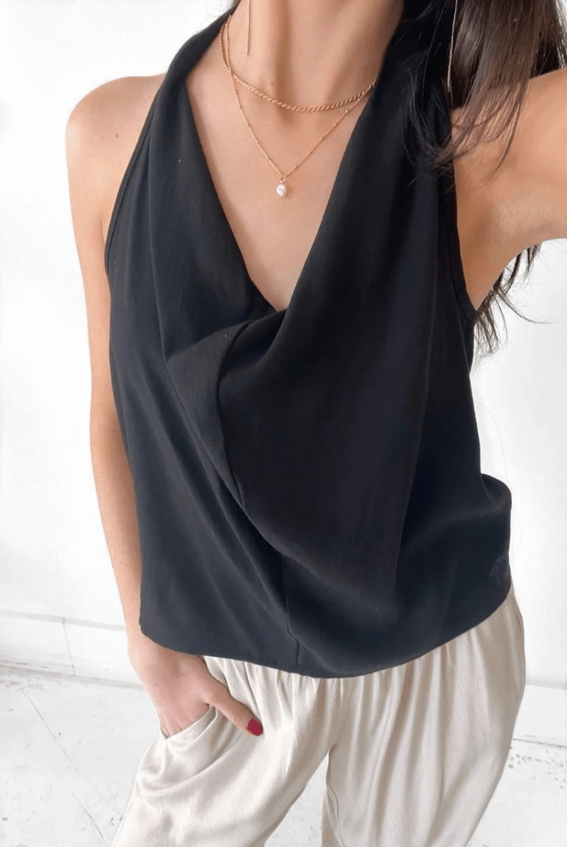 Laid Back Cowl Top in Black - Natalie Busby - Archery Close