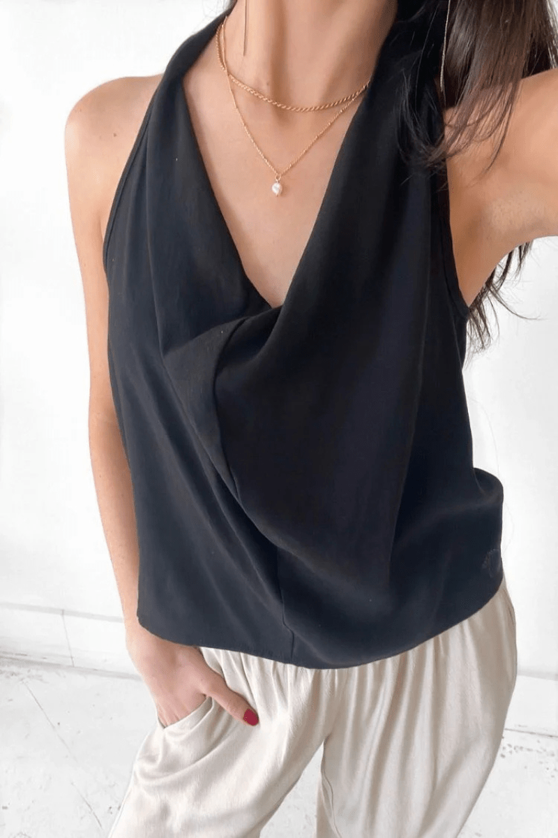Laid Back Cowl Top in Black - Natalie Busby - Archery Close