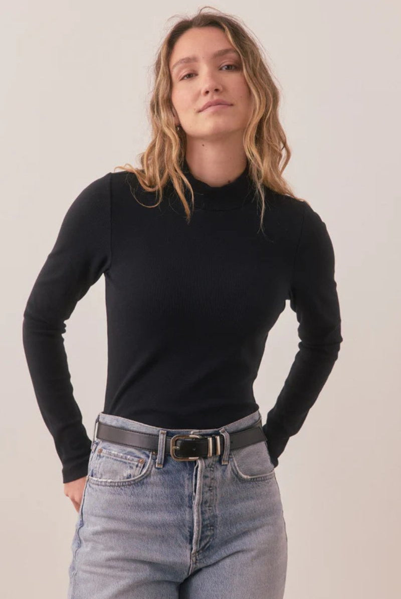 Lexi Rib Longsleeve in Black - Marine Layer - Archery Close