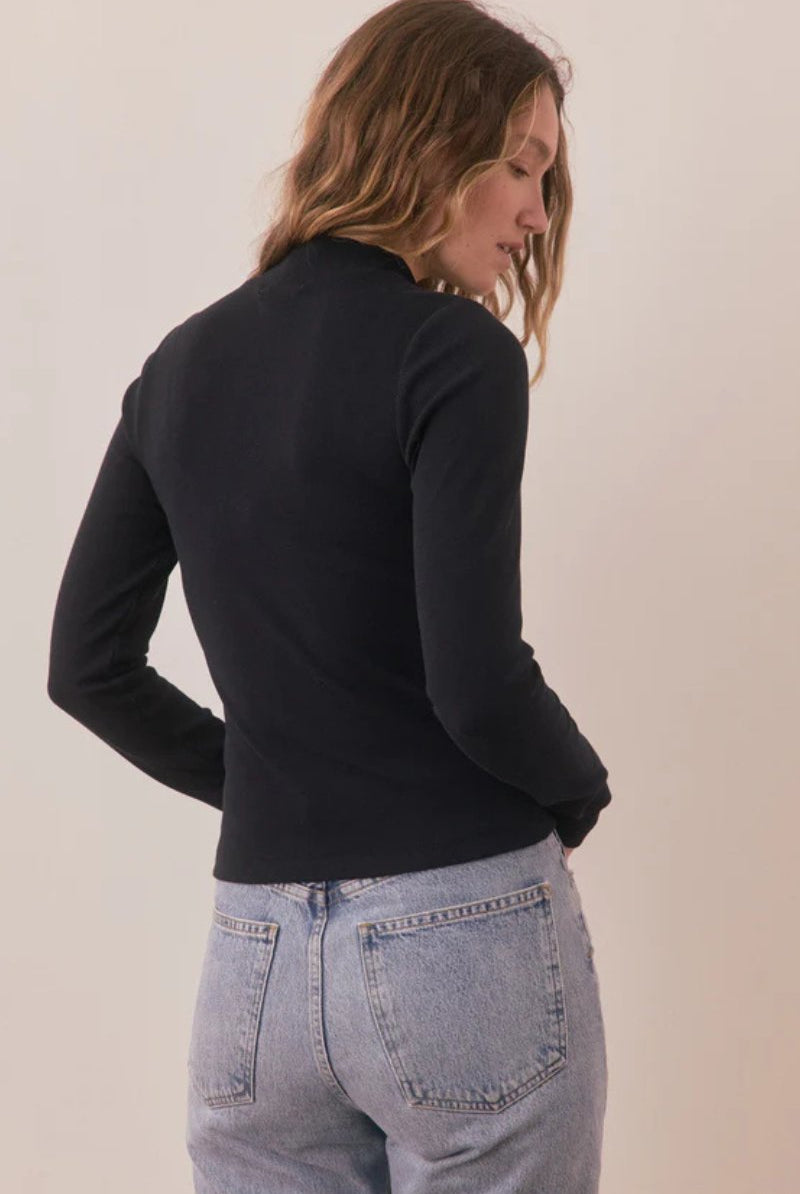 Lexi Rib Longsleeve in Black - Marine Layer - Archery Close