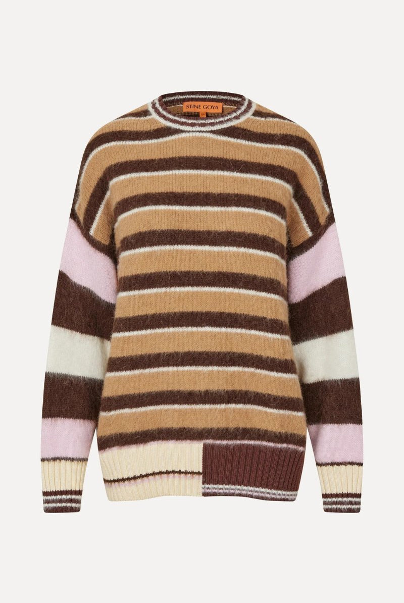 Long Sleeve Crew Knit in Multi Stripes - Stine Goya - Archery Close