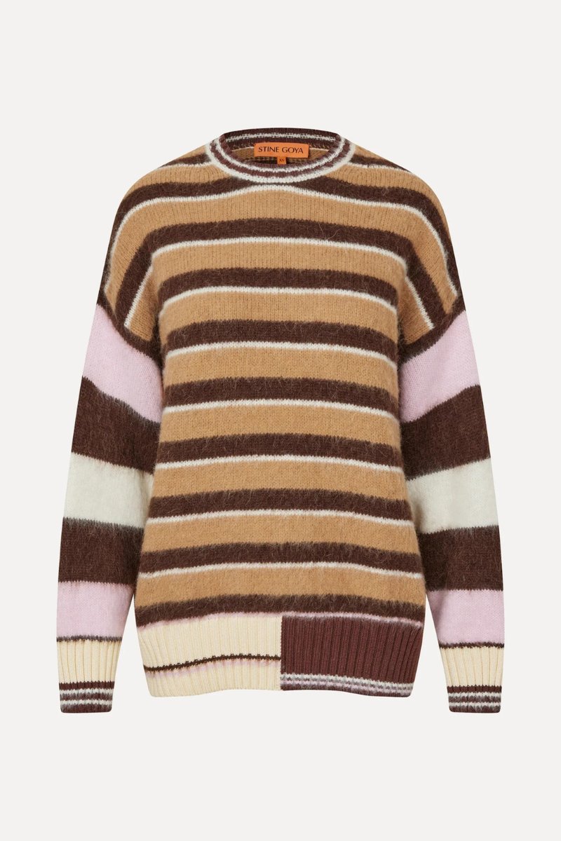 Long Sleeve Crew Knit in Multi Stripes - Stine Goya - Archery Close