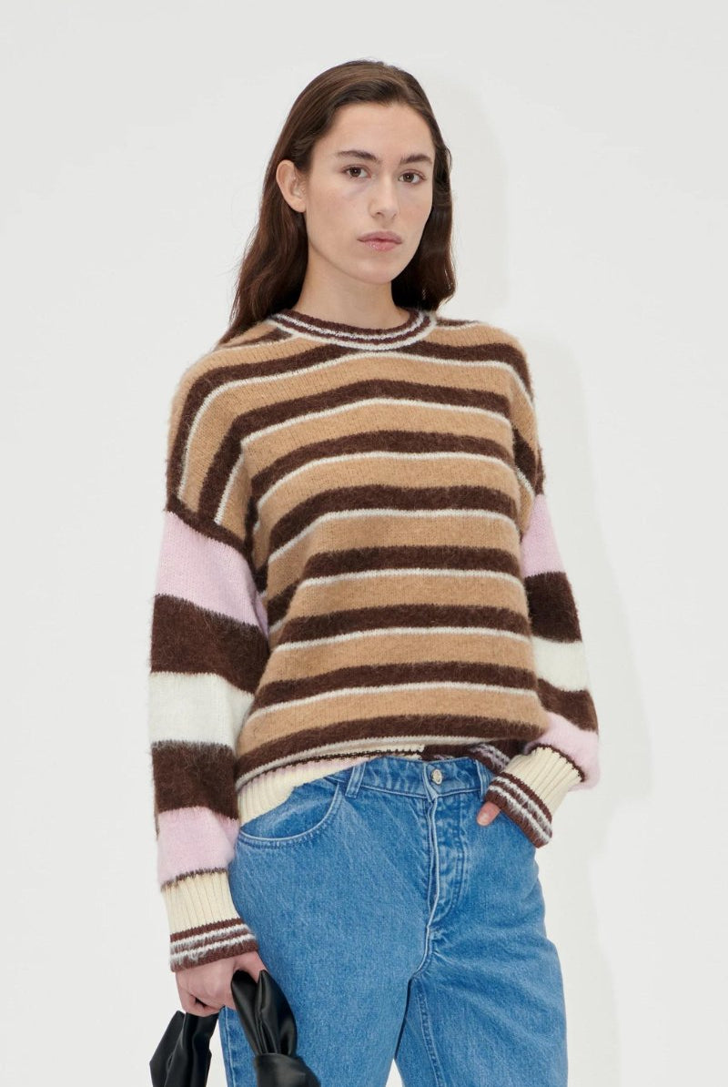Long Sleeve Crew Knit in Multi Stripes - Stine Goya - Archery Close
